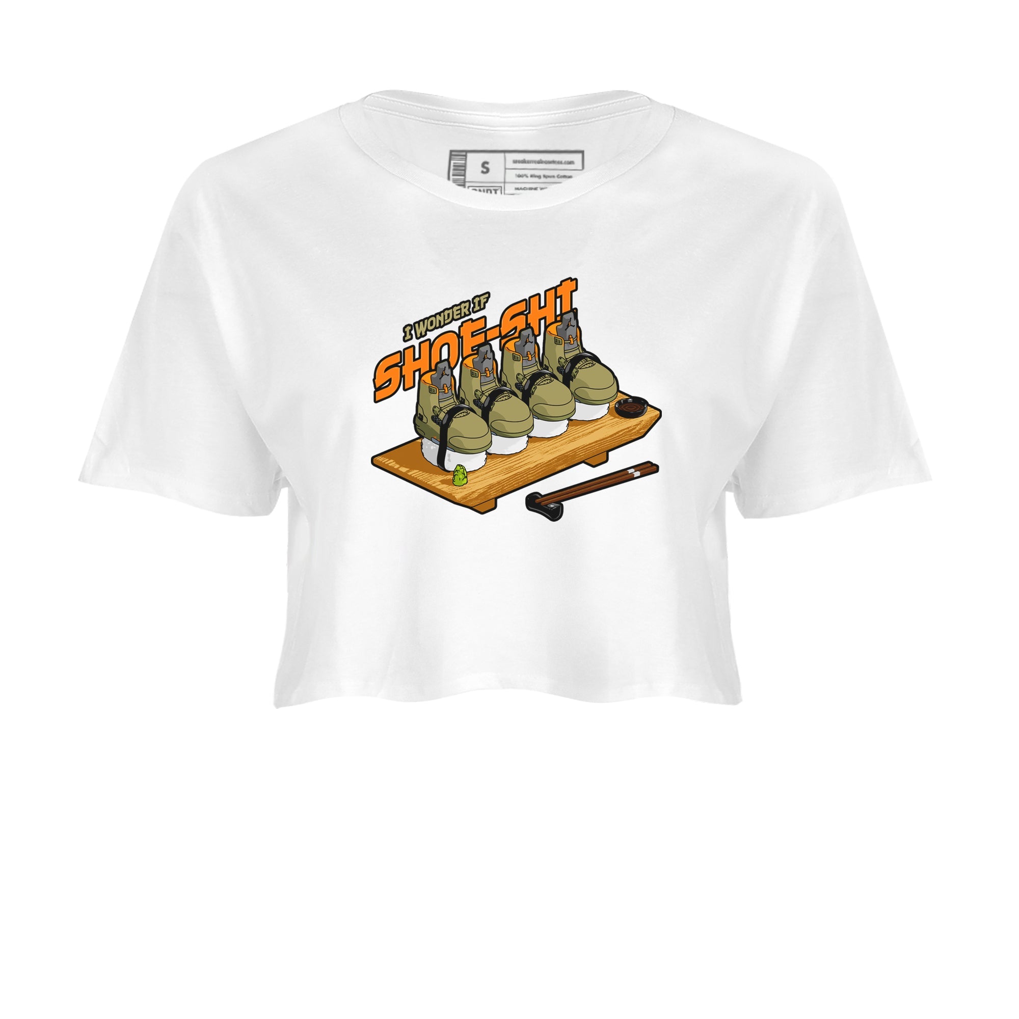 5s Olive shirt to match jordans Shoe-Shi sneaker tees Air Jordan 5 Olive SNRT Sneaker Release Tees White 2 crop length shirt
