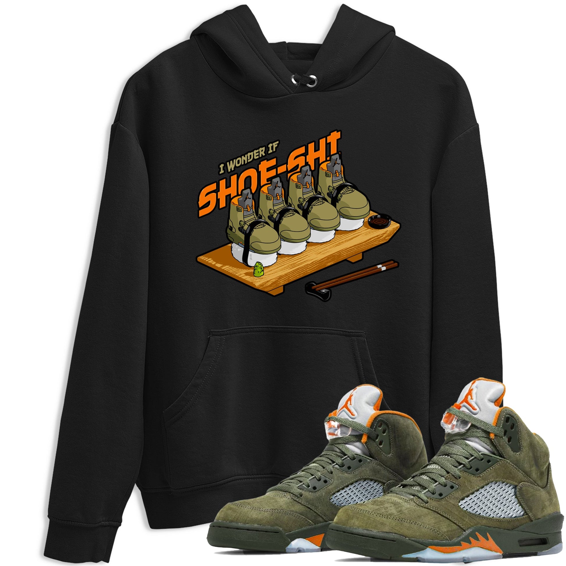 5s Olive shirt to match jordans Shoe-Shi sneaker tees Air Jordan 5 Olive SNRT Sneaker Release Tees unisex cotton Black 1 crew neck shirt