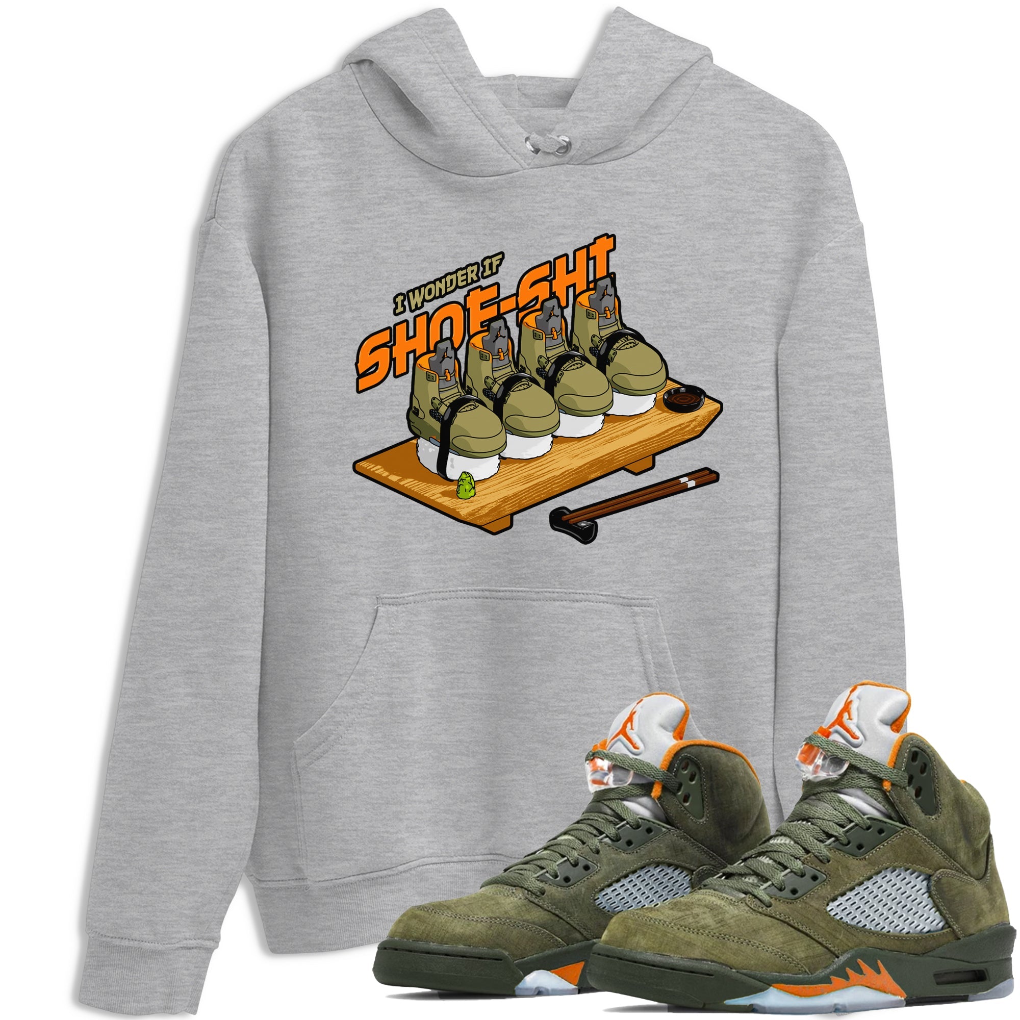 5s Olive shirt to match jordans Shoe-Shi sneaker tees Air Jordan 5 Olive SNRT Sneaker Release Tees unisex cotton Heather Grey 1 crew neck shirt