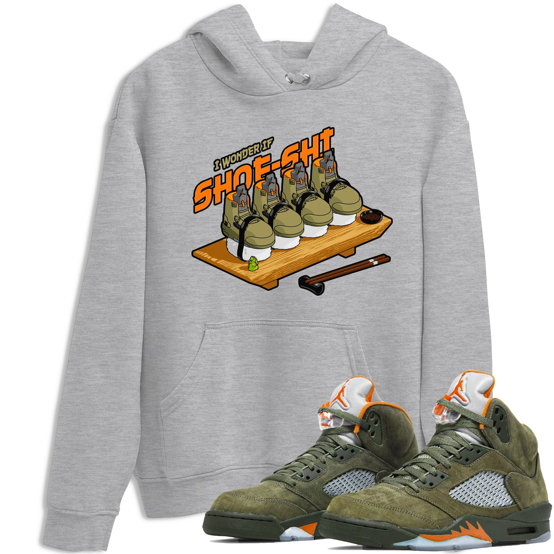 5s Olive shirt to match jordans Shoe-Shi sneaker tees Air Jordan 5 Olive SNRT Sneaker Release Tees unisex cotton Heather Grey 1 crew neck shirt