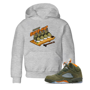 5s Olive shirt to match jordans Shoe-Shi sneaker tees Air Jordan 5 Olive SNRT sneaker release tees baby toddler Heather Grey 1 cotton Shirt