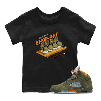 5s Olive shirt to match jordans Shoe-Shi sneaker tees Air Jordan 5 Olive SNRT sneaker release tees baby toddler Black 1 cotton Shirt