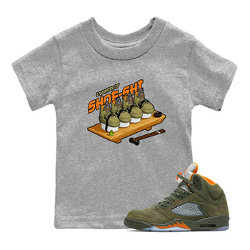5s Olive shirt to match jordans Shoe-Shi sneaker tees Air Jordan 5 Olive SNRT sneaker release tees baby toddler Heather Grey 1 cotton Shirt