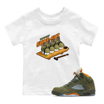 5s Olive shirt to match jordans Shoe-Shi sneaker tees Air Jordan 5 Olive SNRT sneaker release tees baby toddler White 1 cotton Shirt