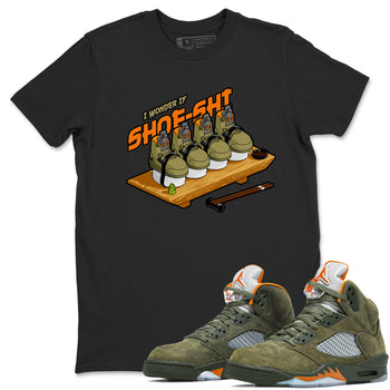5s Olive shirt to match jordans Shoe-Shi sneaker tees Air Jordan 5 Olive SNRT Sneaker Release Tees unisex cotton Black 1 crew neck shirt