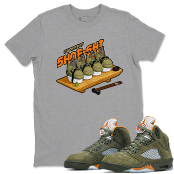 5s Olive shirt to match jordans Shoe-Shi sneaker tees Air Jordan 5 Olive SNRT Sneaker Release Tees unisex cotton Heather Grey 1 crew neck shirt