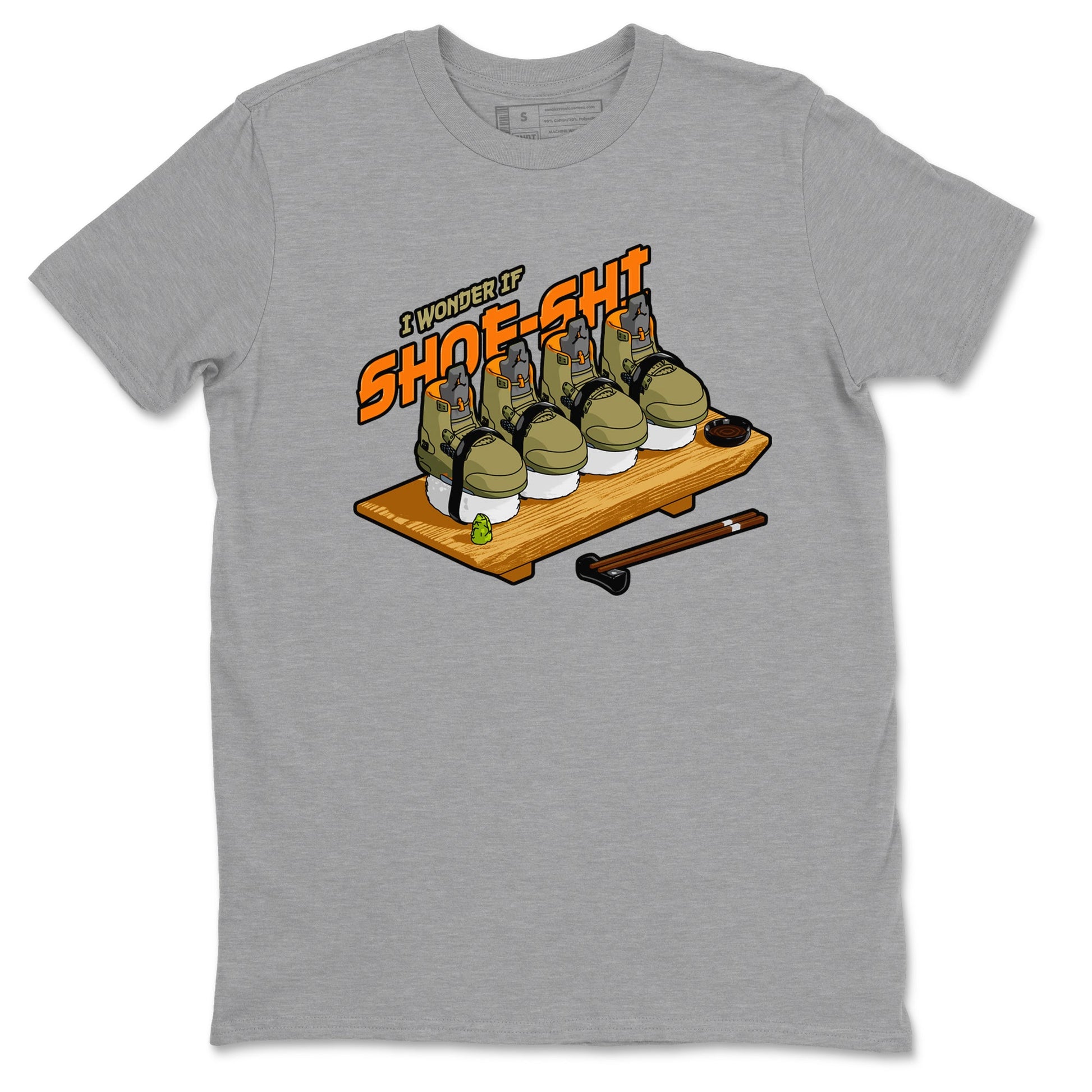 5s Olive shirt to match jordans Shoe-Shi sneaker tees Air Jordan 5 Olive SNRT Sneaker Release Tees unisex cotton Heather Grey 2 crew neck shirt
