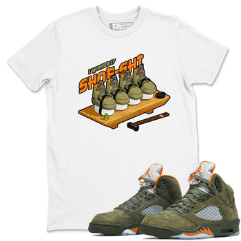 5s Olive shirt to match jordans Shoe-Shi sneaker tees Air Jordan 5 Olive SNRT Sneaker Release Tees unisex cotton White 1 crew neck shirt
