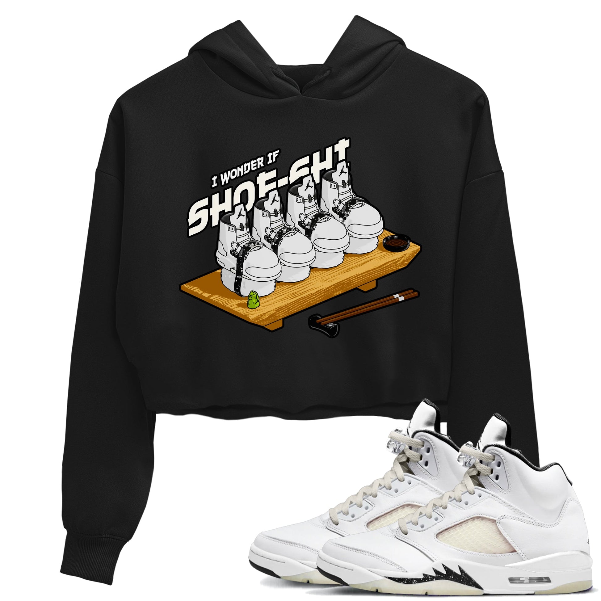 5s Sail shirt to match jordans Shoe-Shi sneaker tees Air Jordan 5 Sail SNRT Sneaker Release Tees Black 1 crop length shirt