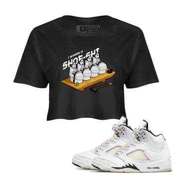 5s Sail shirt to match jordans Shoe-Shi sneaker tees Air Jordan 5 Sail SNRT Sneaker Release Tees Black 1 crop length shirt