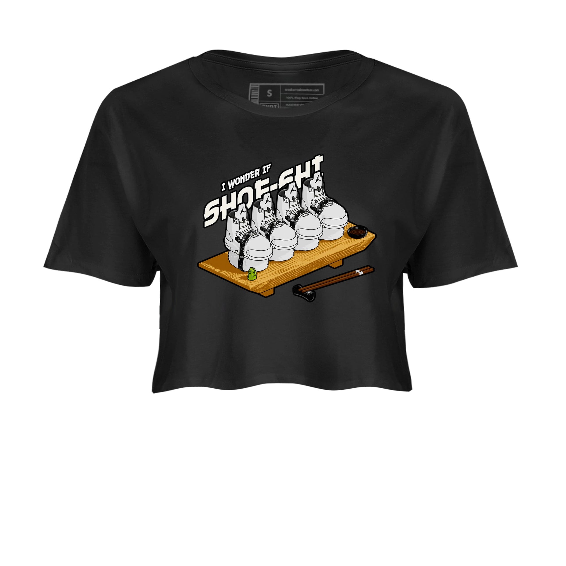 5s Sail shirt to match jordans Shoe-Shi sneaker tees Air Jordan 5 Sail SNRT Sneaker Release Tees Black 2 crop length shirt