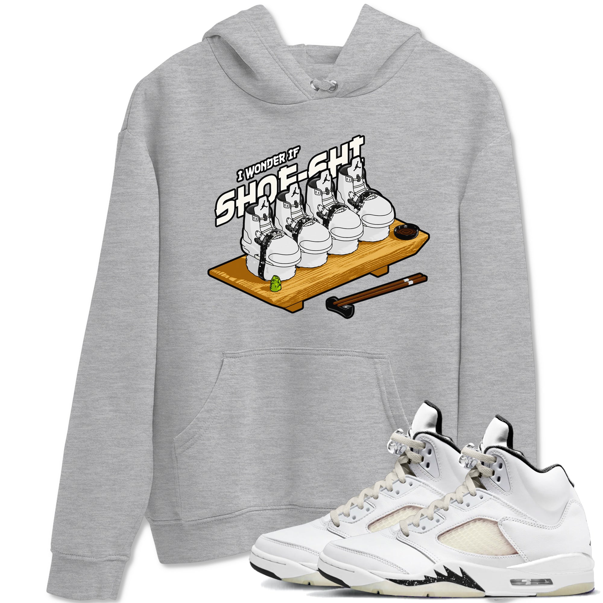 5s Sail shirt to match jordans Shoe-Shi sneaker tees Air Jordan 5 Sail SNRT Sneaker Release Tees unisex cotton Heather Grey 1 crew neck shirt