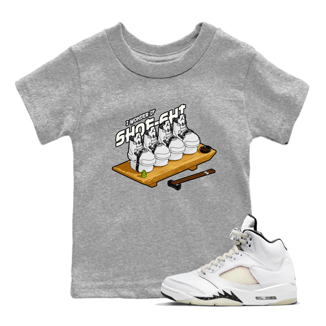 5s Sail shirt to match jordans Shoe-Shi sneaker tees Air Jordan 5 Sail SNRT sneaker release tees baby toddler Heather Grey 1 cotton Shirt