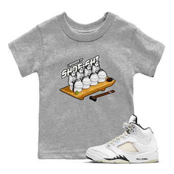 5s Sail shirt to match jordans Shoe-Shi sneaker tees Air Jordan 5 Sail SNRT sneaker release tees baby toddler Heather Grey 1 cotton Shirt