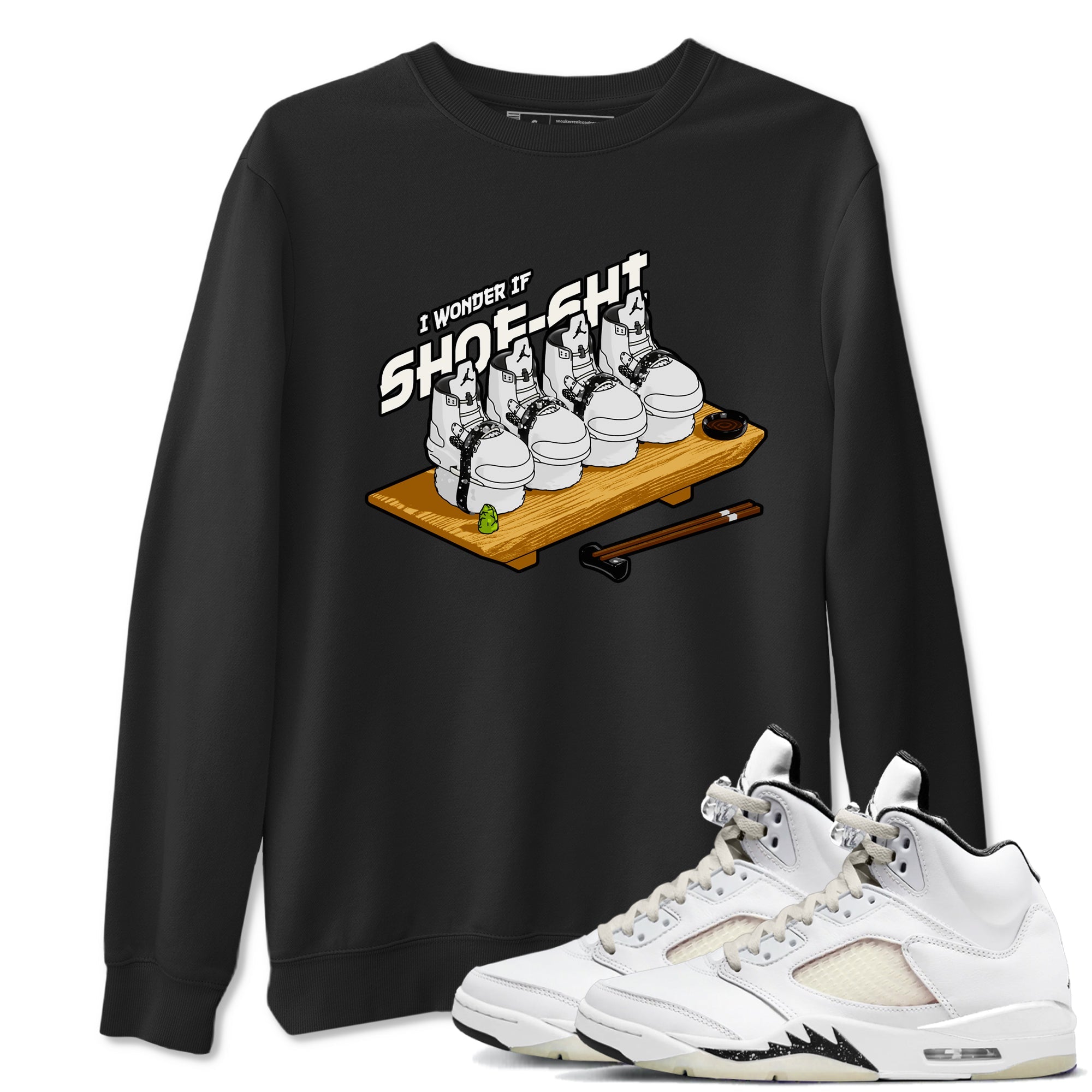 5s Sail shirt to match jordans Shoe-Shi sneaker tees Air Jordan 5 Sail SNRT Sneaker Release Tees unisex cotton Black 1 crew neck shirt