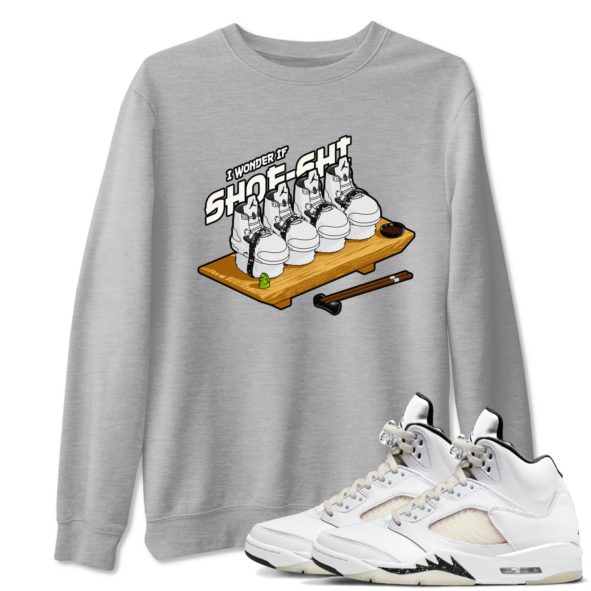 5s Sail shirt to match jordans Shoe-Shi sneaker tees Air Jordan 5 Sail SNRT Sneaker Release Tees unisex cotton Heather Grey 1 crew neck shirt