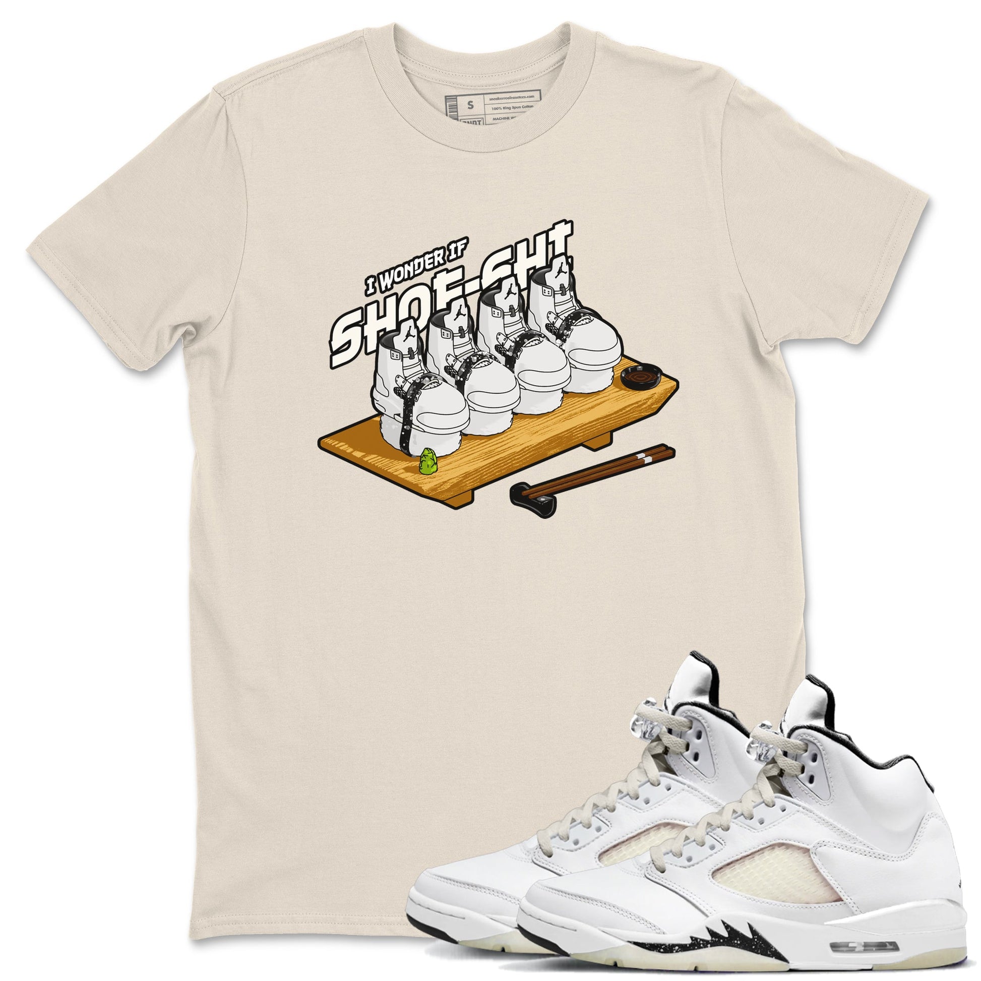 5s Sail shirt to match jordans Shoe-Shi sneaker tees Air Jordan 5 Sail SNRT Sneaker Release Tees unisex cotton Natural 1 crew neck shirt