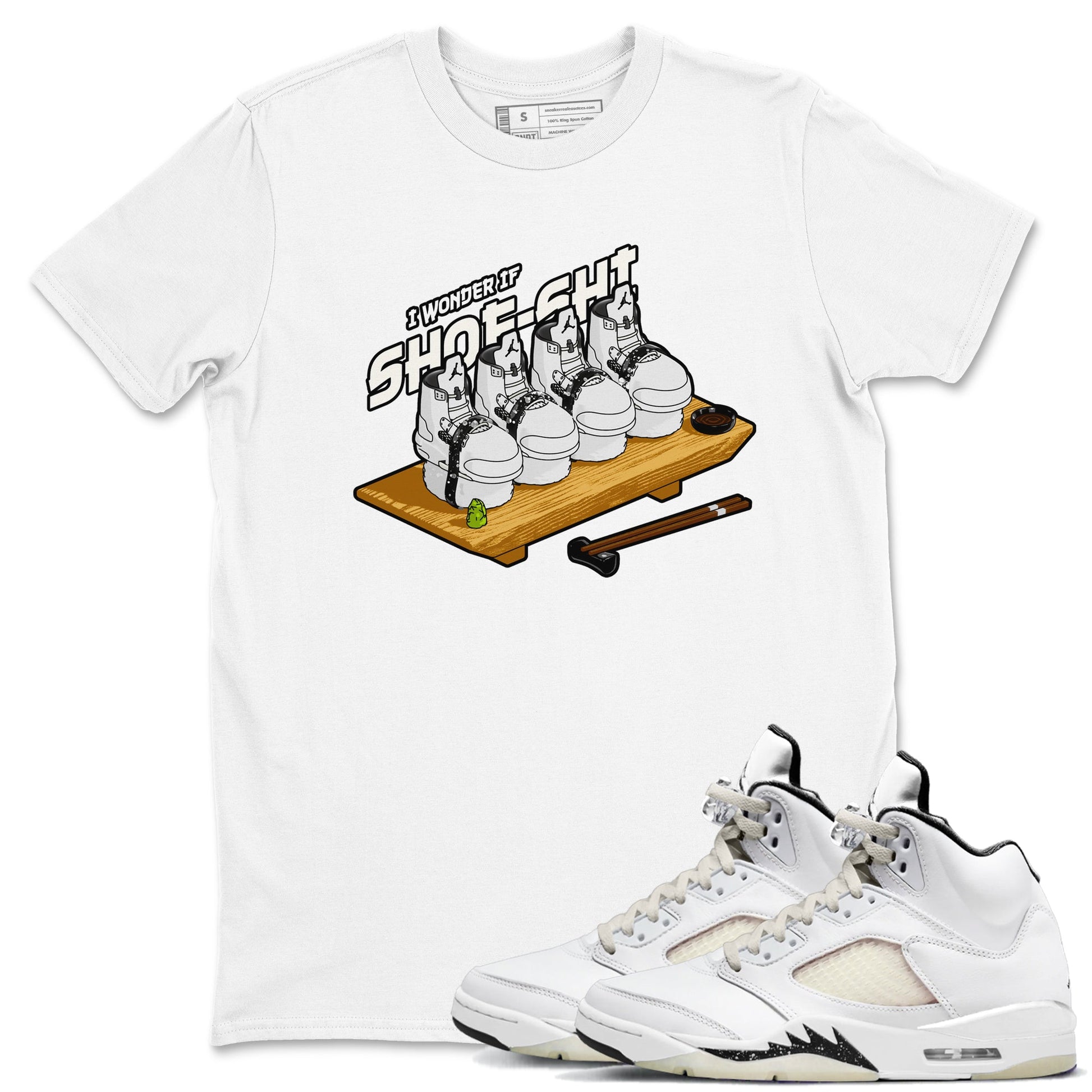 5s Sail shirt to match jordans Shoe-Shi sneaker tees Air Jordan 5 Sail SNRT Sneaker Release Tees unisex cotton White 1 crew neck shirt