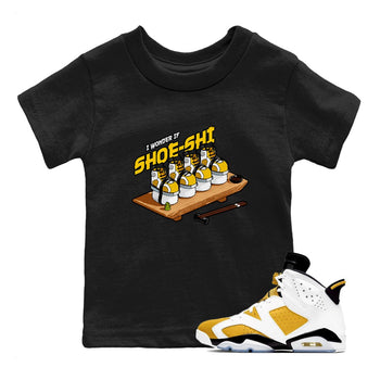 Air Jordan 6 Yellow Ochre shirt to match jordans Shoe-Shi sneaker tees AJ6 Yellow Ochre SNRT Sneaker Release Tees Baby Toddler Black 1 T-Shirt