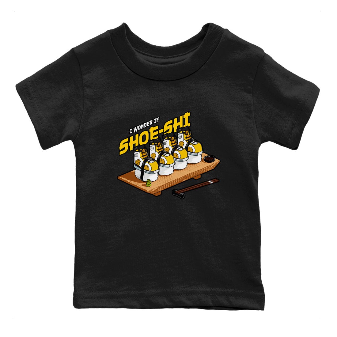 Air Jordan 6 Yellow Ochre shirt to match jordans Shoe-Shi sneaker tees AJ6 Yellow Ochre SNRT Sneaker Release Tees Baby Toddler Black 2 T-Shirt