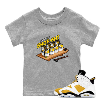 Air Jordan 6 Yellow Ochre shirt to match jordans Shoe-Shi sneaker tees AJ6 Yellow Ochre SNRT Sneaker Release Tees Baby Toddler Heather Grey 1 T-Shirt
