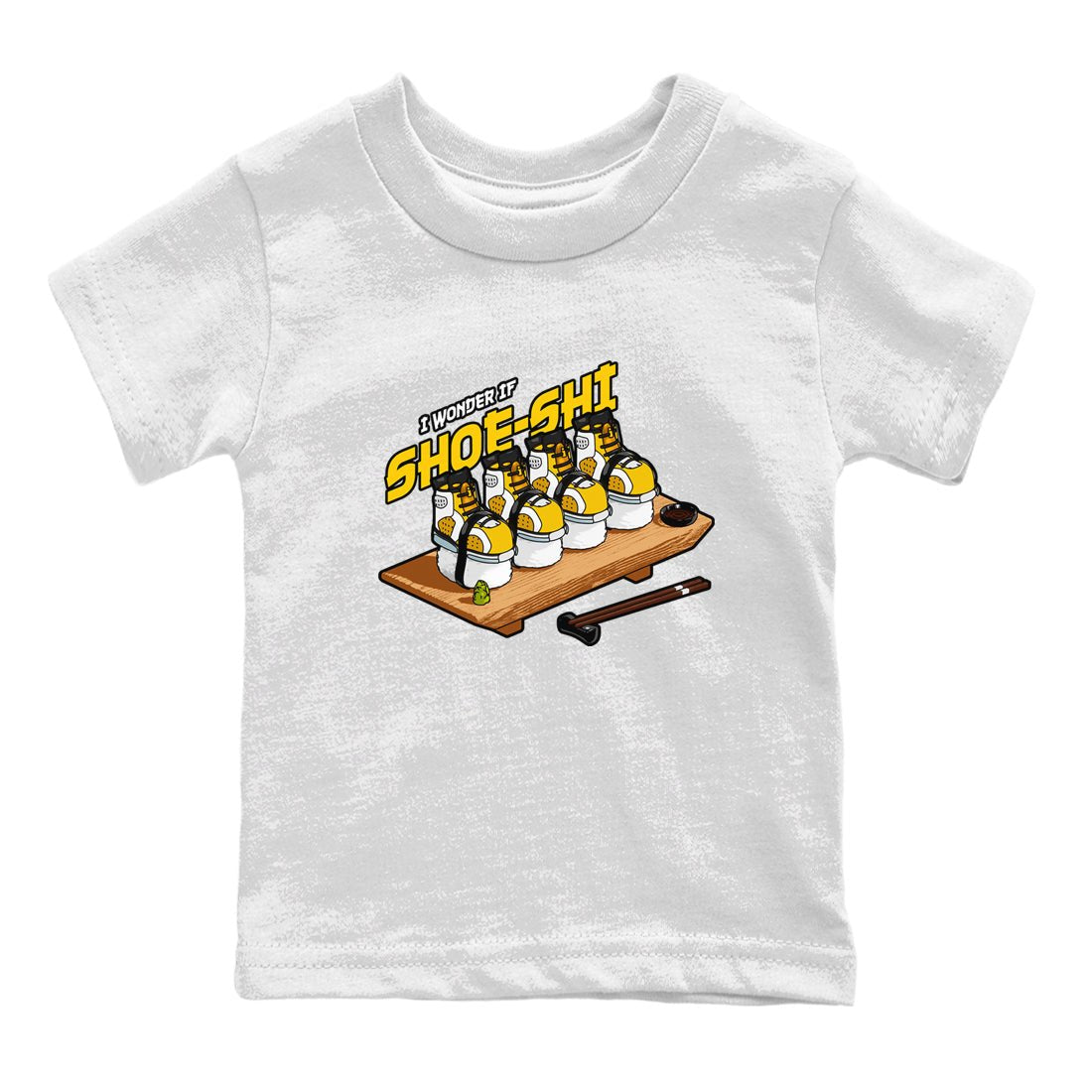Air Jordan 6 Yellow Ochre shirt to match jordans Shoe-Shi sneaker tees AJ6 Yellow Ochre SNRT Sneaker Release Tees Baby Toddler White 2 T-Shirt
