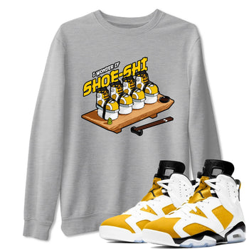 Air Jordan 6 Yellow Ochre shirt to match jordans Shoe-Shi sneaker tees AJ6 Yellow Ochre SNRT Sneaker Release Tees Unisex Heather Grey 1 T-Shirt