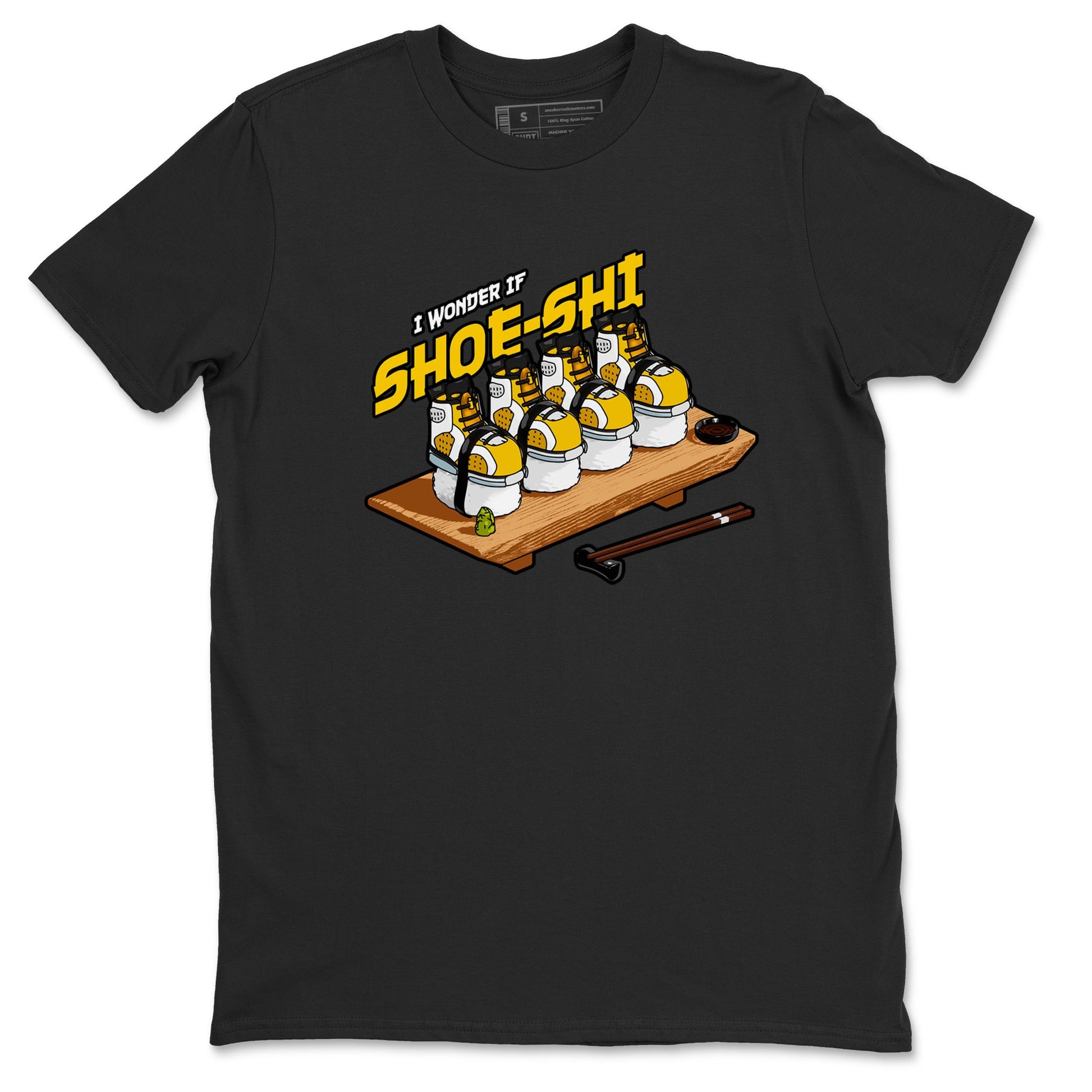 Air Jordan 6 Yellow Ochre shirt to match jordans Shoe-Shi sneaker tees AJ6 Yellow Ochre SNRT Sneaker Release Tees Unisex Black 2 T-Shirt