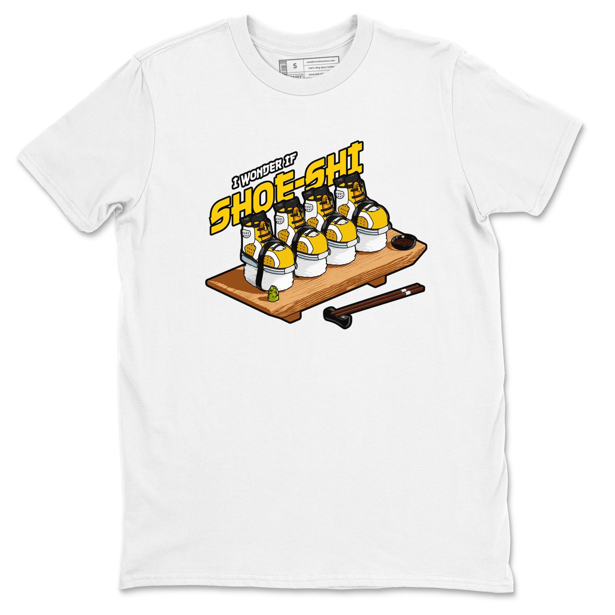 Air Jordan 6 Yellow Ochre shirt to match jordans Shoe-Shi sneaker tees AJ6 Yellow Ochre SNRT Sneaker Release Tees Unisex White 2 T-Shirt