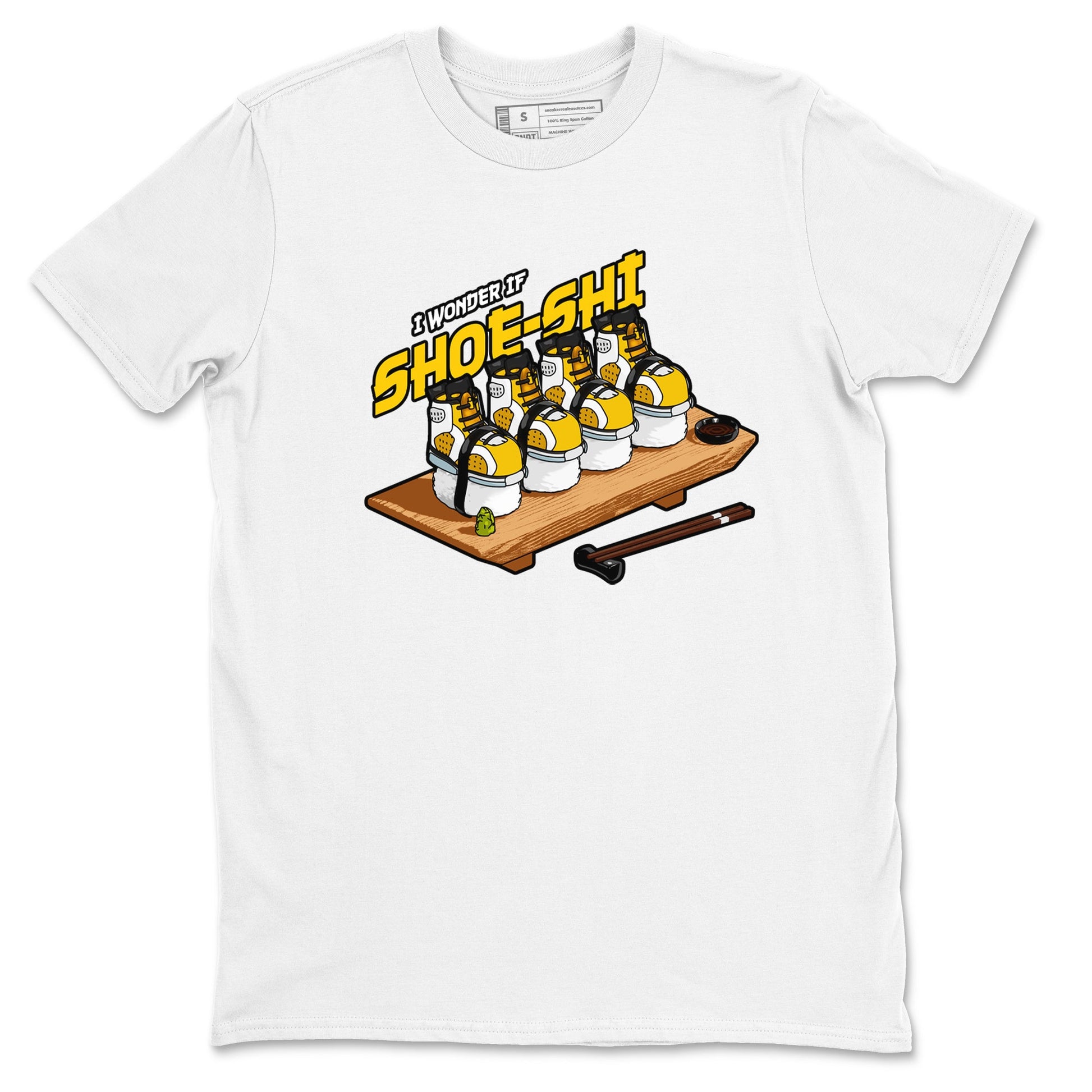 Air Jordan 6 Yellow Ochre shirt to match jordans Shoe-Shi sneaker tees AJ6 Yellow Ochre SNRT Sneaker Release Tees Unisex White 2 T-Shirt