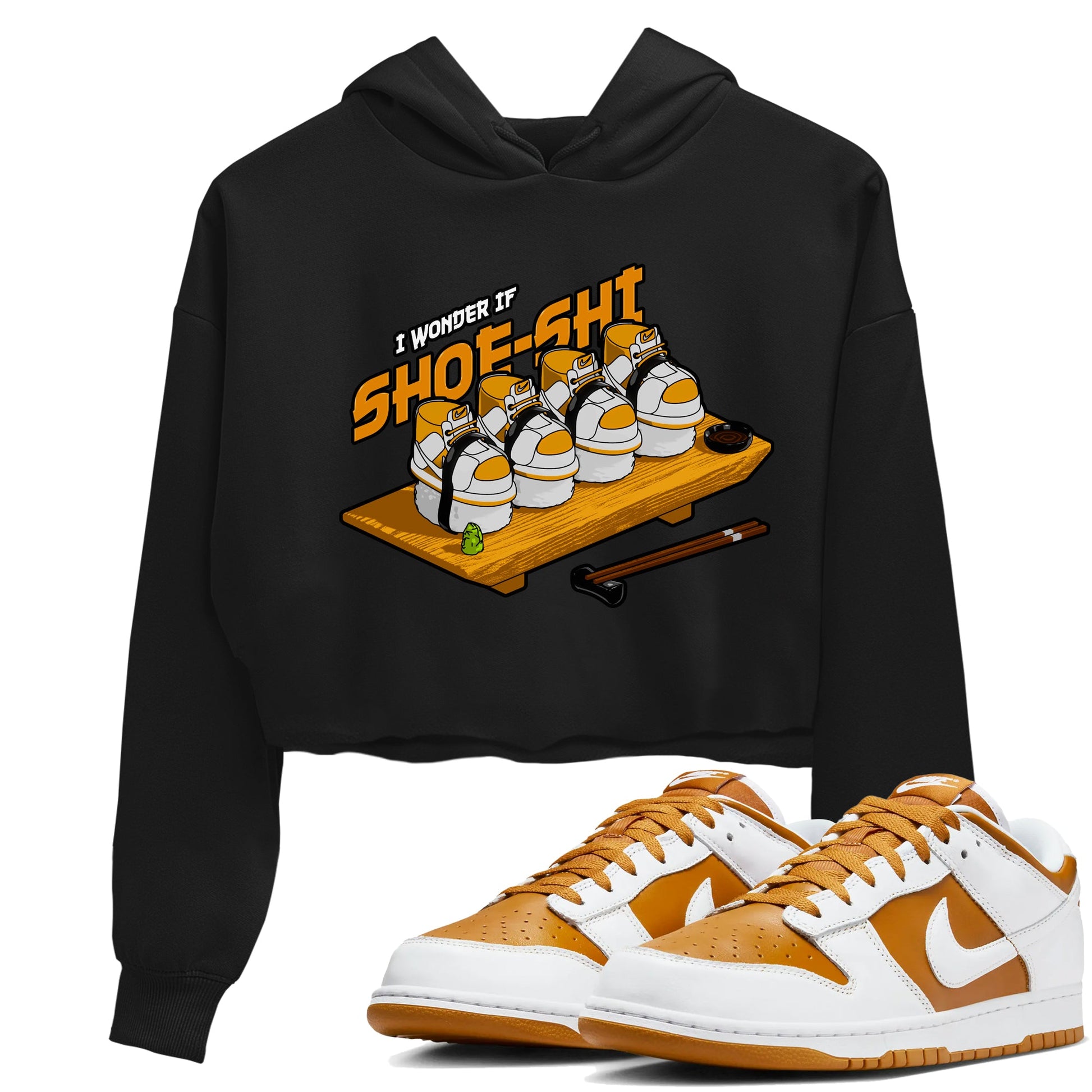 Dunk Dark Curry shirt to match jordans Shoe-Shi sneaker tees AJ1 Low Dark Curry SNRT Sneaker Release Tees Black 1 crop length shirt