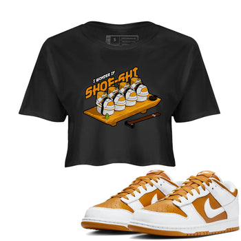 Dunk Dark Curry shirt to match jordans Shoe-Shi sneaker tees AJ1 Low Dark Curry SNRT Sneaker Release Tees Black 1 crop length shirt