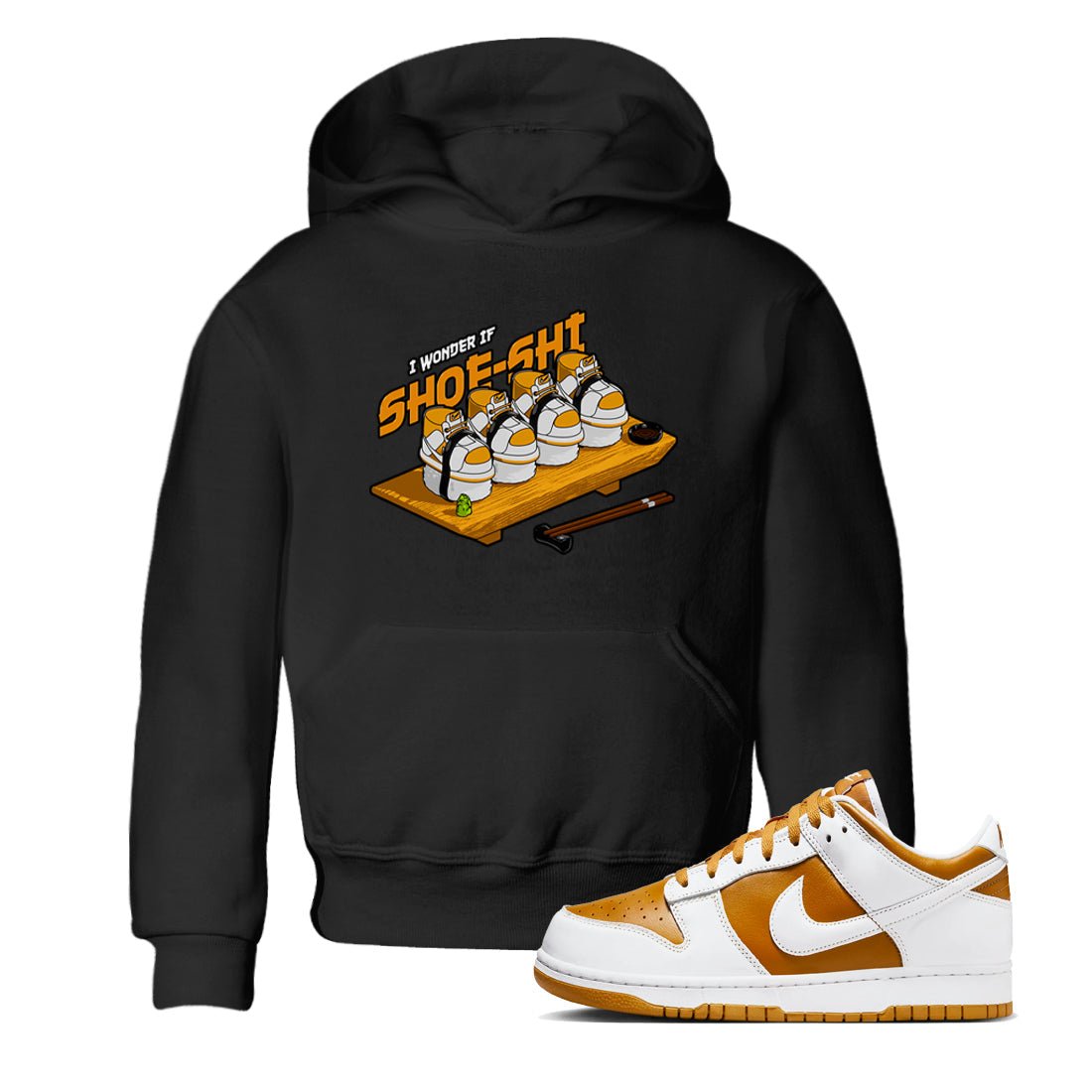 Dunk Dark Curry shirt to match jordans Shoe-Shi sneaker tees AJ1 Low Dark Curry SNRT sneaker release tees baby toddler Black 1 cotton Shirt