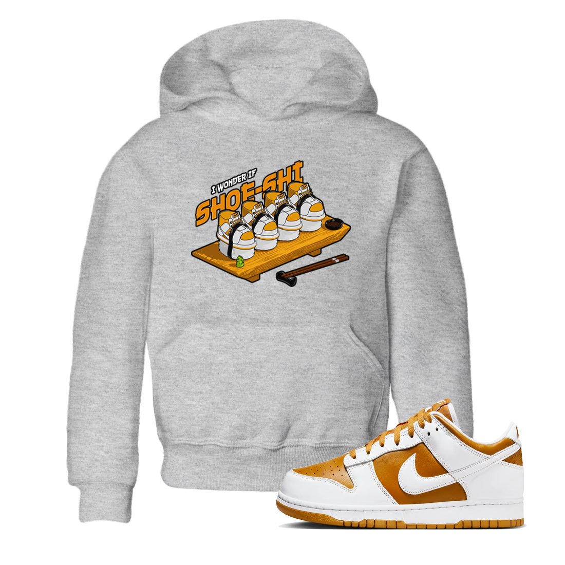 Dunk Dark Curry shirt to match jordans Shoe-Shi sneaker tees AJ1 Low Dark Curry SNRT sneaker release tees baby toddler Heather Grey 1 cotton Shirt
