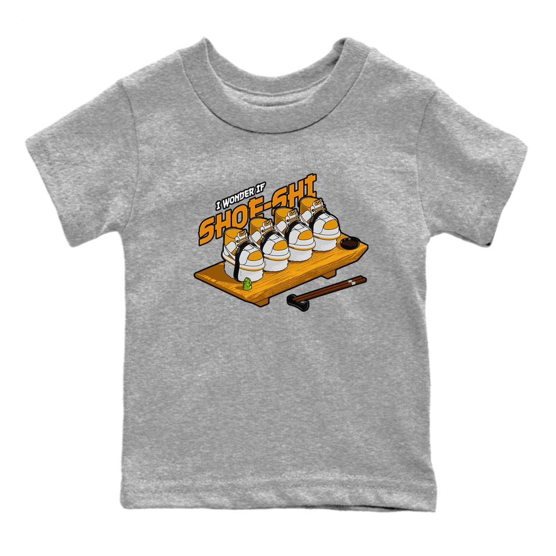 Dunk Dark Curry shirt to match jordans Shoe-Shi sneaker tees AJ1 Low Dark Curry SNRT sneaker release tees baby toddler Heather Grey 2 cotton Shirt