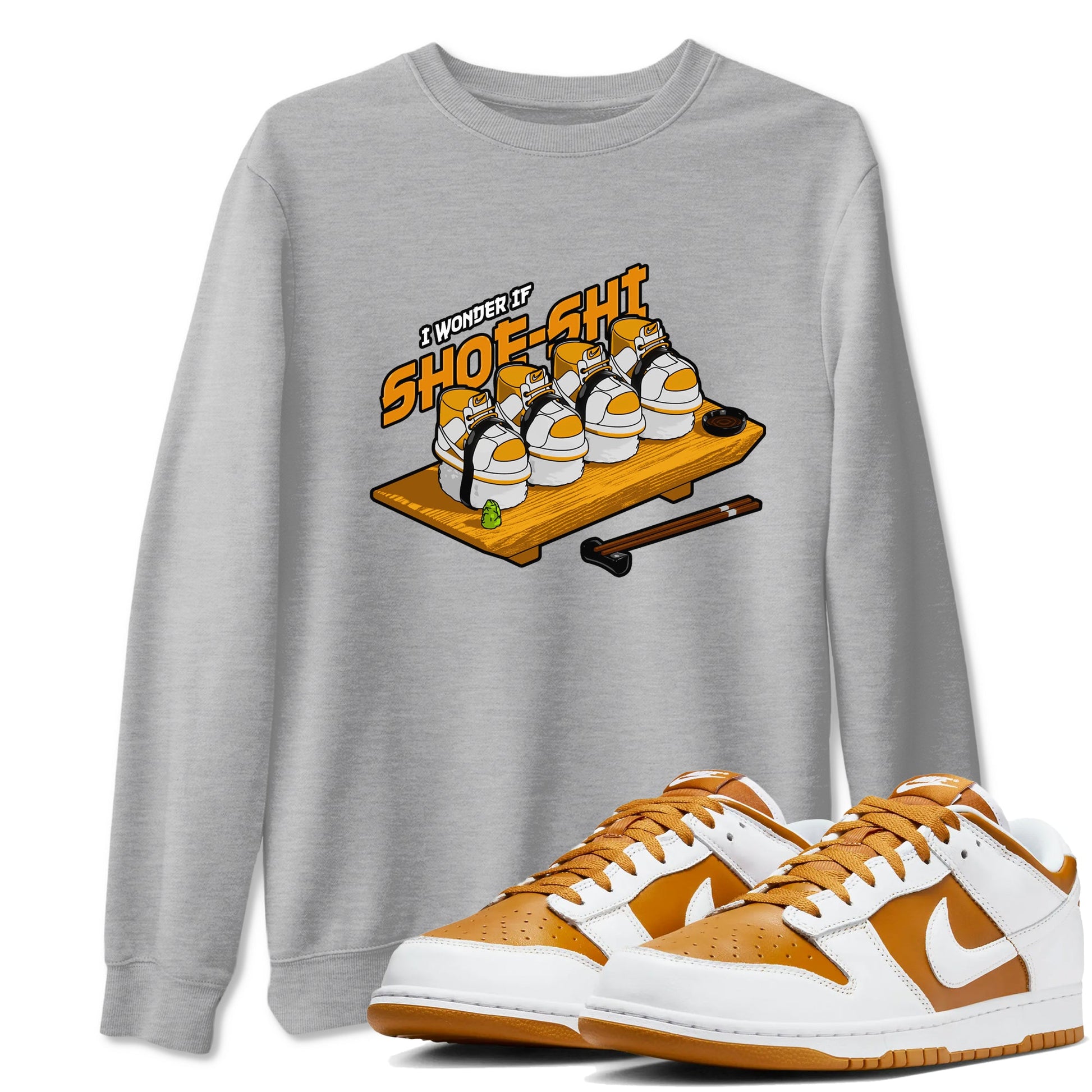 Dunk Dark Curry shirt to match jordans Shoe-Shi sneaker tees AJ1 Low Dark Curry SNRT Sneaker Release Tees unisex cotton Heather Grey 1 crew neck shirt