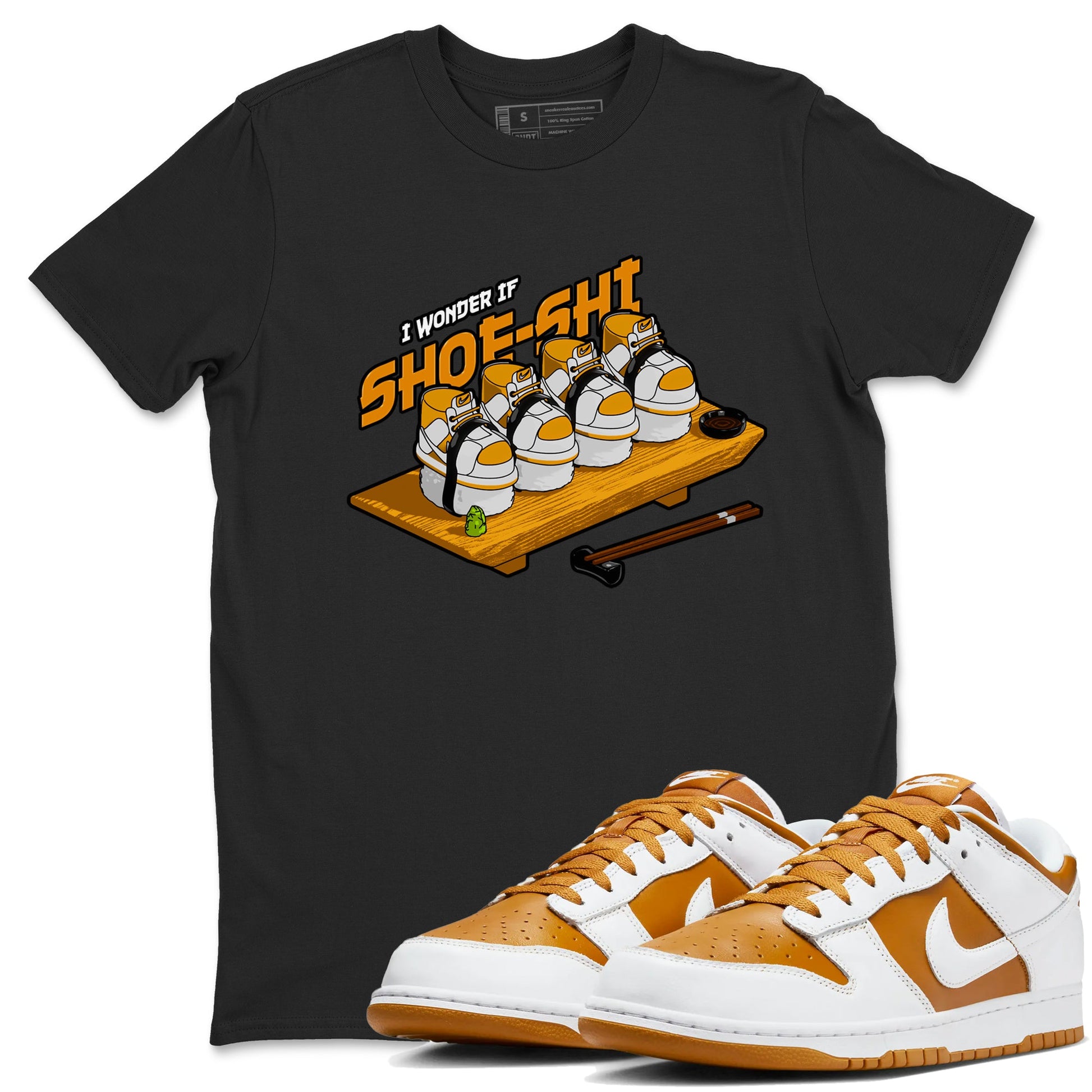 Dunk Dark Curry shirt to match jordans Shoe-Shi sneaker tees AJ1 Low Dark Curry SNRT Sneaker Release Tees unisex cotton Black 1 crew neck shirt
