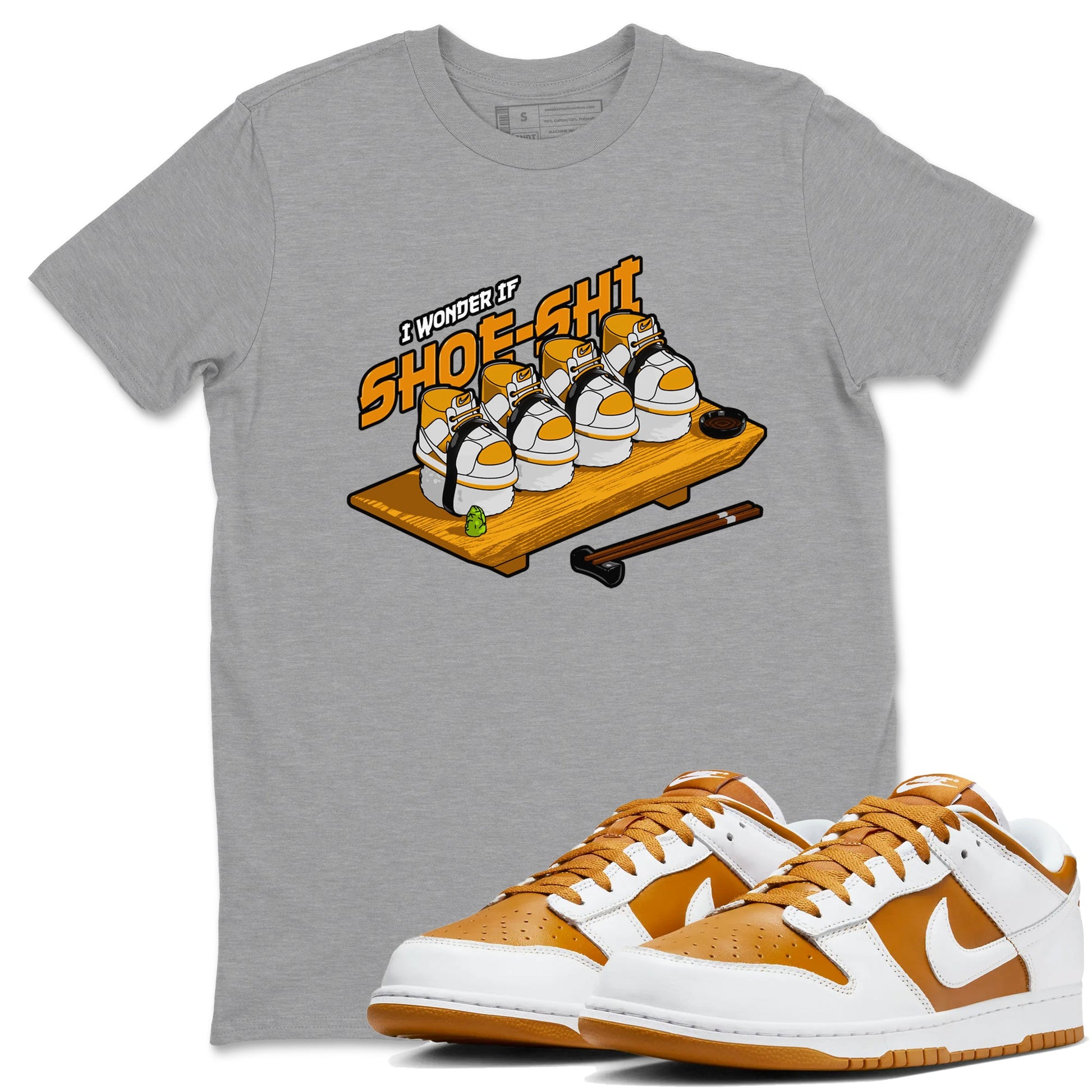 Dunk Dark Curry shirt to match jordans Shoe-Shi sneaker tees AJ1 Low Dark Curry SNRT Sneaker Release Tees unisex cotton Heather Grey 1 crew neck shirt