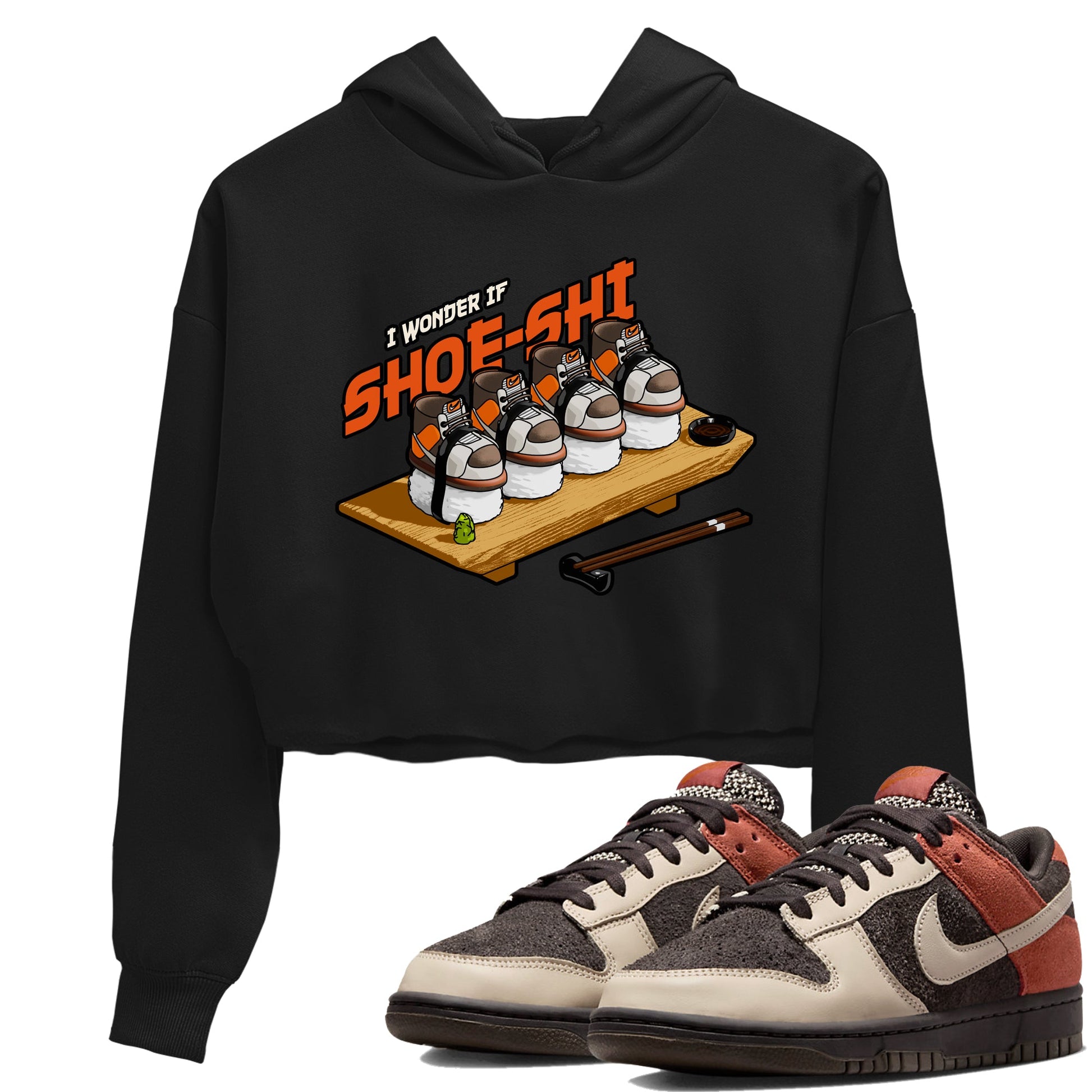 Dunk Red Panda shirt to match jordans Shoe-Shi sneaker tees Dunk Red Panda SNRT Sneaker Release Tees Black 1 Crop T-Shirt