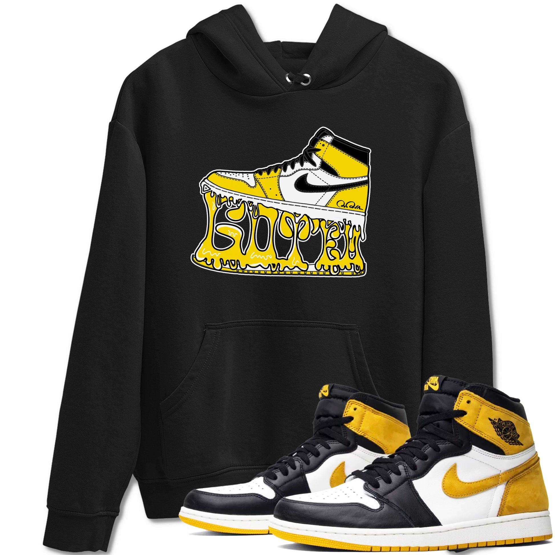 1s Yellow Ochre shirt to match jordans Shoe Stuck sneaker tees Air Jordan 1 Yellow Ochre SNRT Sneaker Release Tees unisex cotton Black 1 crew neck shirt