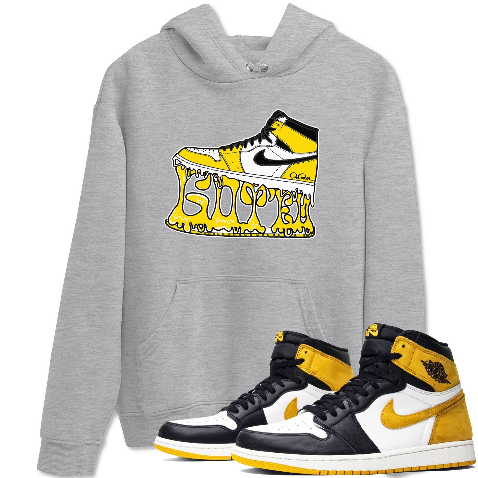 1s Yellow Ochre shirt to match jordans Shoe Stuck sneaker tees Air Jordan 1 Yellow Ochre SNRT Sneaker Release Tees unisex cotton Heather Grey 1 crew neck shirt