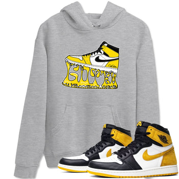 1s Yellow Ochre shirt to match jordans Shoe Stuck sneaker tees Air Jordan 1 Yellow Ochre SNRT Sneaker Release Tees unisex cotton Heather Grey 1 crew neck shirt