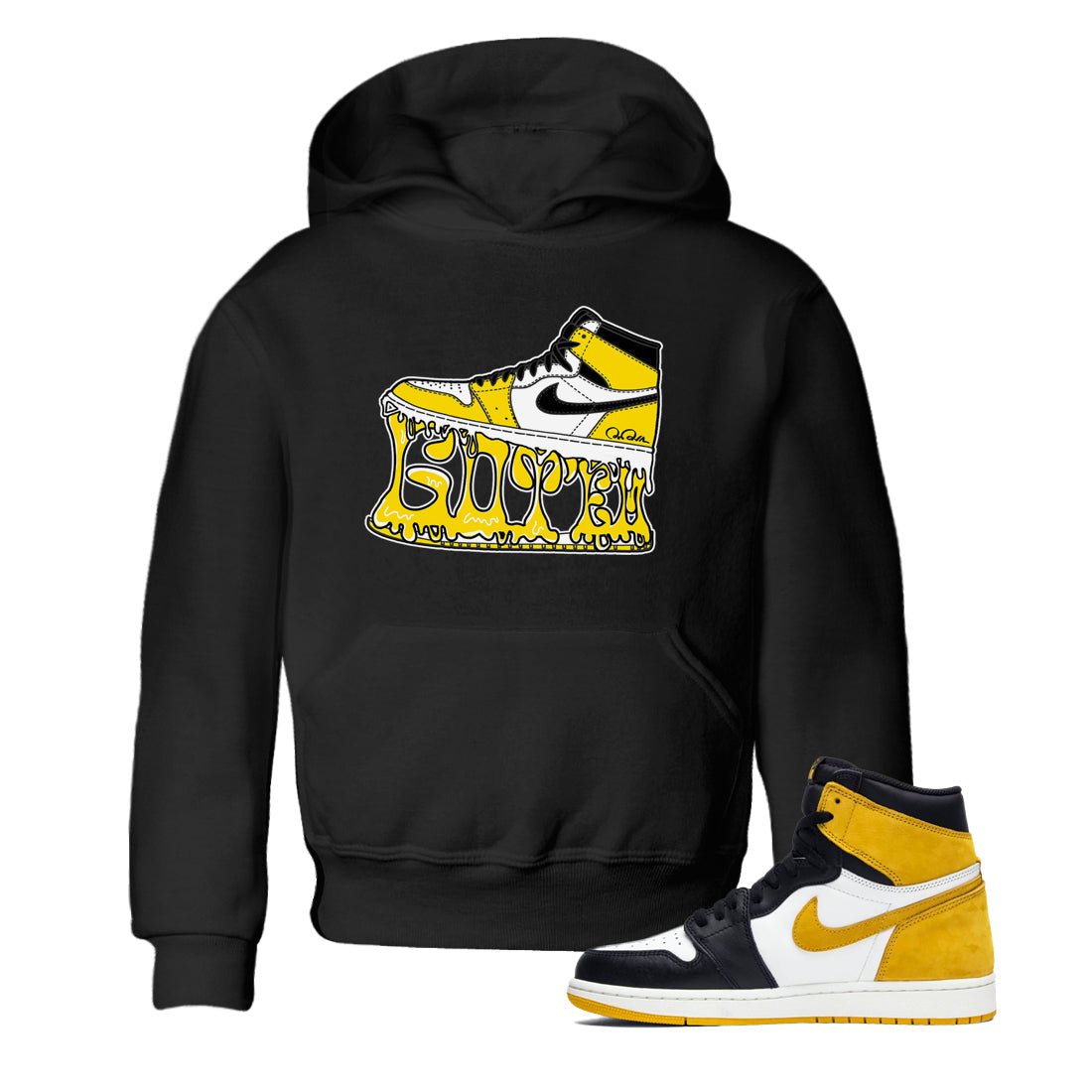 1s Yellow Ochre shirt to match jordans Shoe Stuck sneaker tees Air Jordan 1 Yellow Ochre SNRT sneaker release tees baby toddler Black 1 cotton Shirt