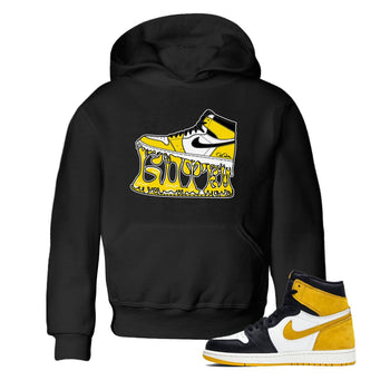 1s Yellow Ochre shirt to match jordans Shoe Stuck sneaker tees Air Jordan 1 Yellow Ochre SNRT sneaker release tees baby toddler Black 1 cotton Shirt