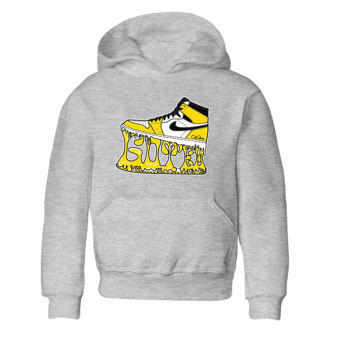 1s Yellow Ochre shirt to match jordans Shoe Stuck sneaker tees Air Jordan 1 Yellow Ochre SNRT sneaker release tees baby toddler Heather Grey 2 cotton Shirt