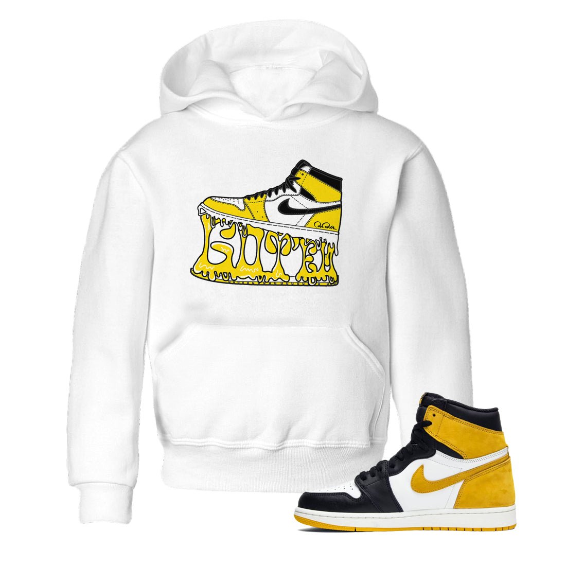1s Yellow Ochre shirt to match jordans Shoe Stuck sneaker tees Air Jordan 1 Yellow Ochre SNRT sneaker release tees baby toddler White 1 cotton Shirt