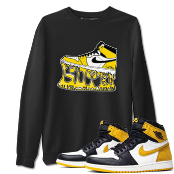 1s Yellow Ochre shirt to match jordans Shoe Stuck sneaker tees Air Jordan 1 Yellow Ochre SNRT Sneaker Release Tees unisex cotton Black 1 crew neck shirt