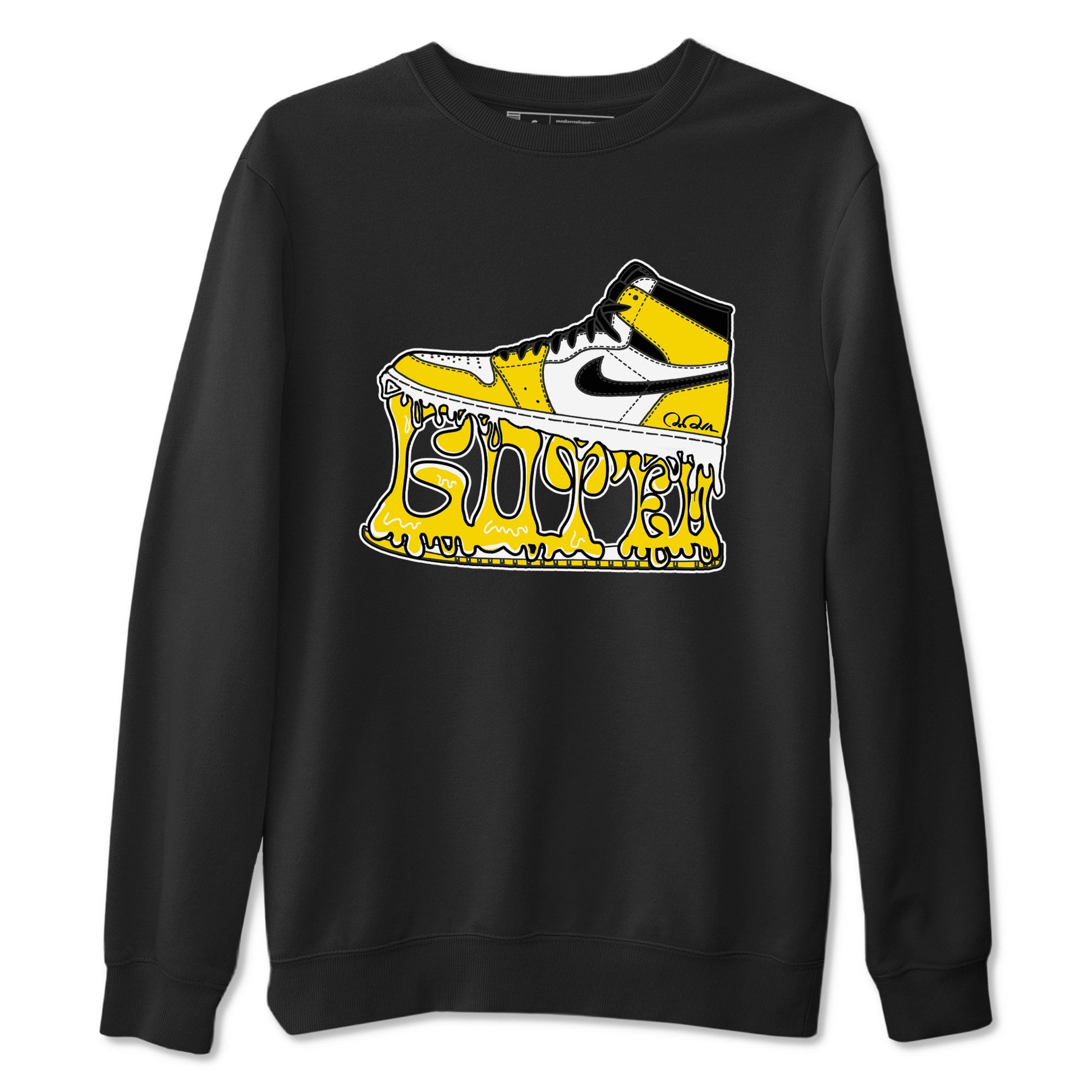1s Yellow Ochre shirt to match jordans Shoe Stuck sneaker tees Air Jordan 1 Yellow Ochre SNRT Sneaker Release Tees unisex cotton Black 2 crew neck shirt