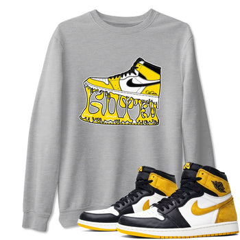 1s Yellow Ochre shirt to match jordans Shoe Stuck sneaker tees Air Jordan 1 Yellow Ochre SNRT Sneaker Release Tees unisex cotton Heather Grey 1 crew neck shirt
