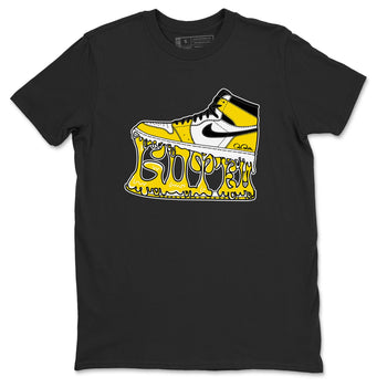 1s Yellow Ochre shirt to match jordans Shoe Stuck sneaker tees Air Jordan 1 Yellow Ochre SNRT Sneaker Release Tees unisex cotton Black 2 crew neck shirt